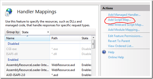 iis add script map