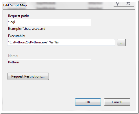 iis script map dialog