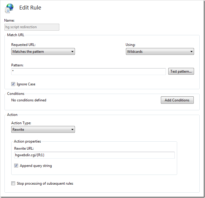 iis rule screen